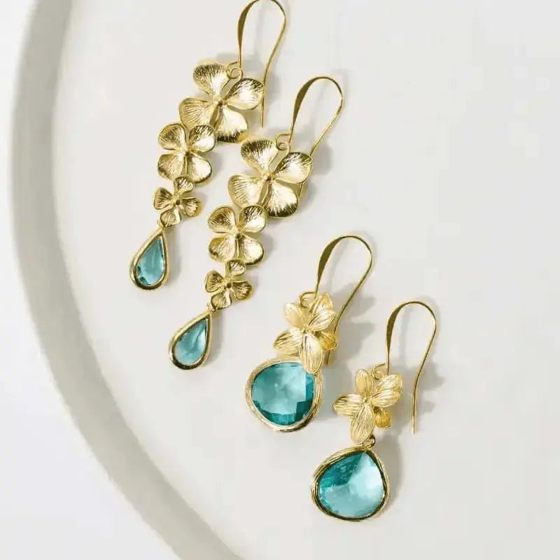 Aqua Orchid Jewelry | Single Orchid Earrings - Mystic Soul Jewelry