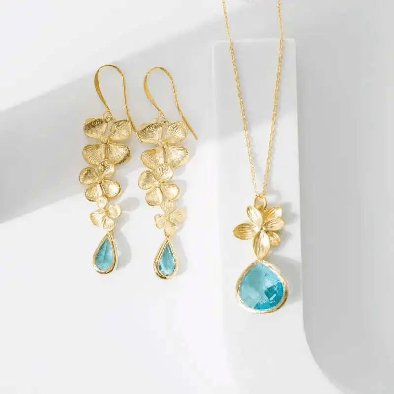 Aqua Orchid Jewelry - Triple Orchid Earrings - Mystic Soul Jewelry