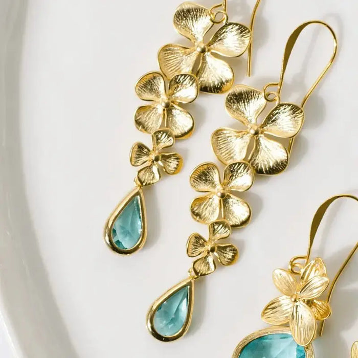 Aqua Orchid Jewelry - Triple Orchid Earrings - Mystic Soul Jewelry