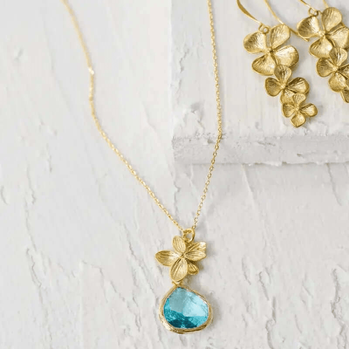 Aqua Orchid Necklace - Mystic Soul Jewelry