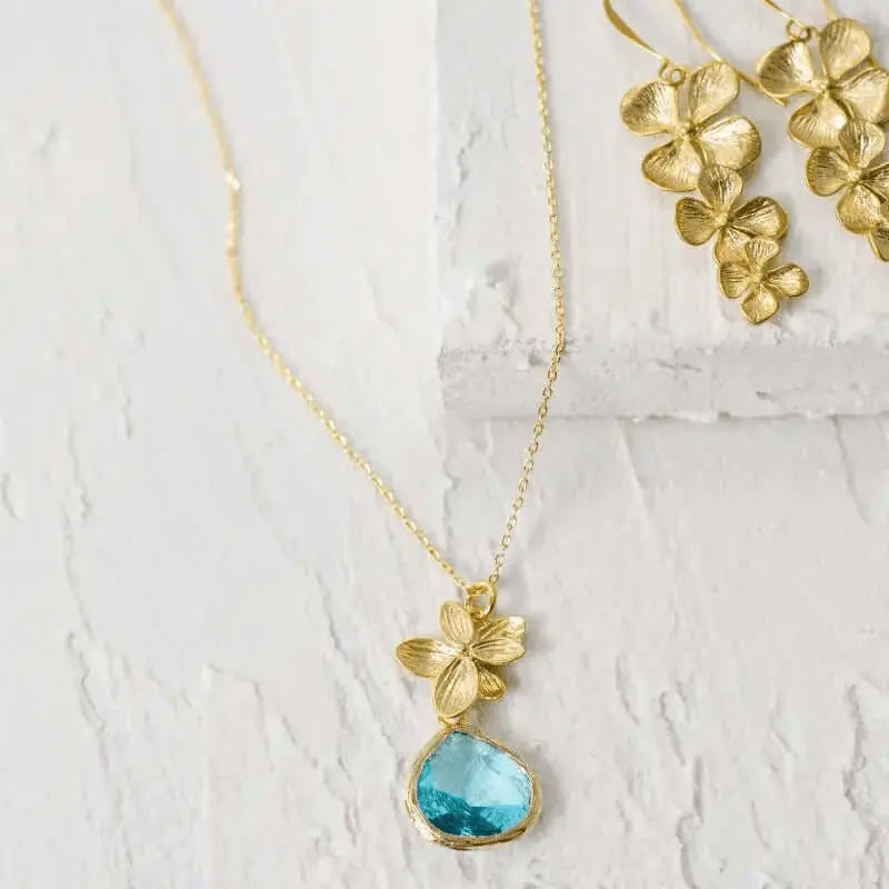 Aqua Orchid Necklace - Mystic Soul Jewelry