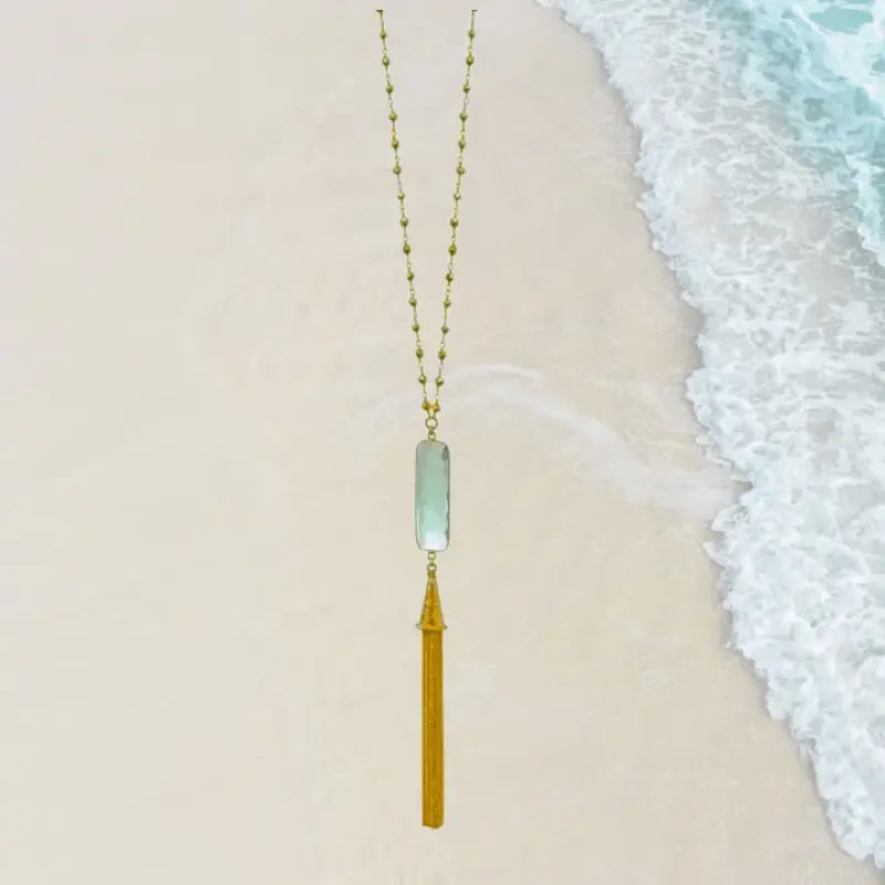 Aqua Tassel Necklace | Ocean Themed Jewelry - Mystic Soul Jewelry