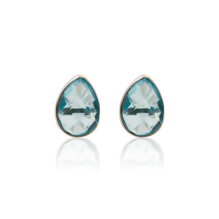 Aqua Teardrop Earrings - Ocean Studs - Mystic Soul Jewelry