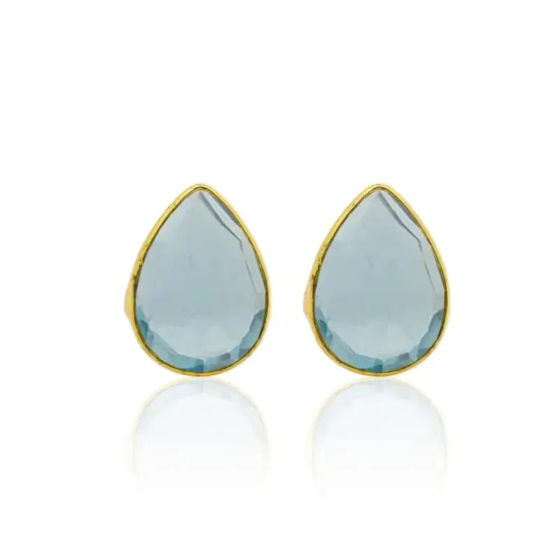 Aqua Teardrop Earrings - Ocean Studs - Mystic Soul Jewelry