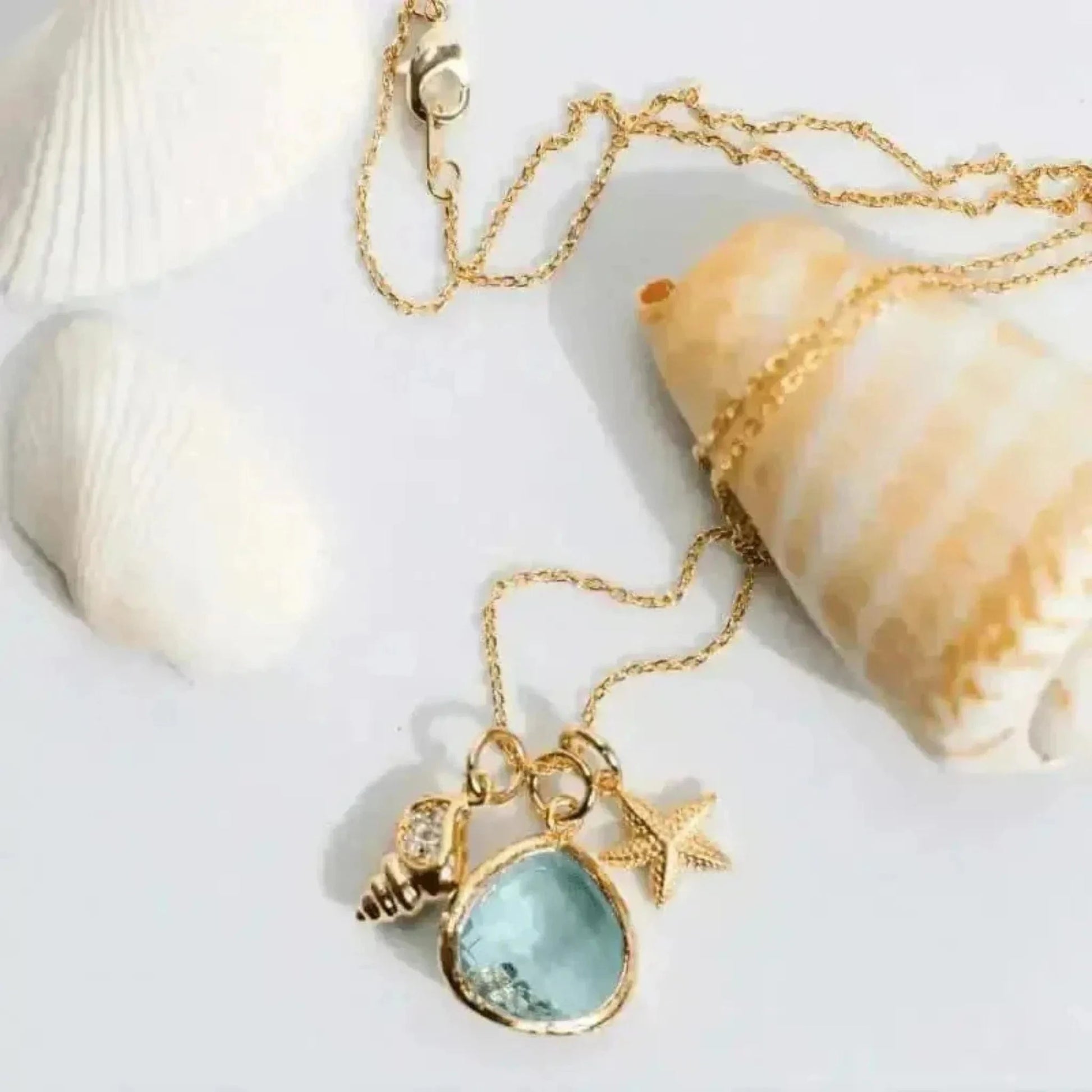 aqua blue shell necklace