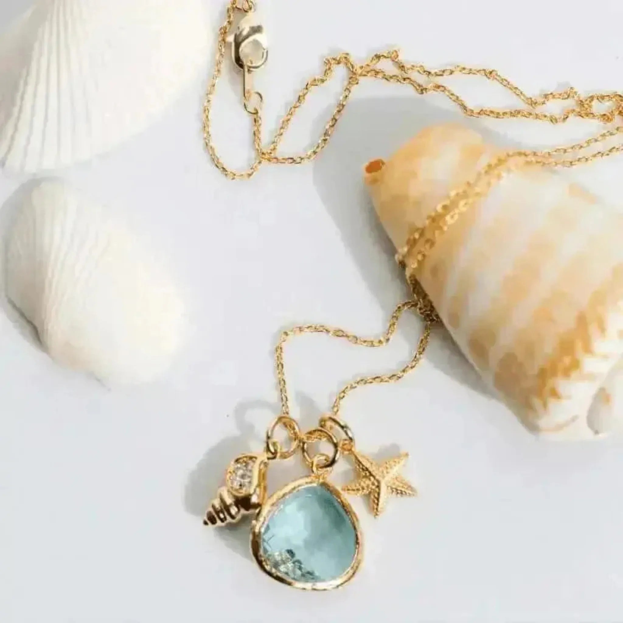 aqua blue shell necklace