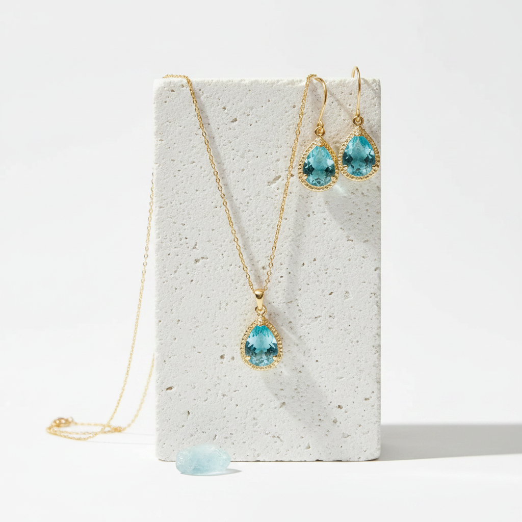 Aquamarine Exquisite Teardrop Earrings | March Birthstone Blue
