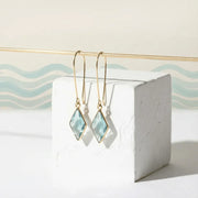 Gold aqua blue long spike earrings — ocean spirit necklace for calm and flow