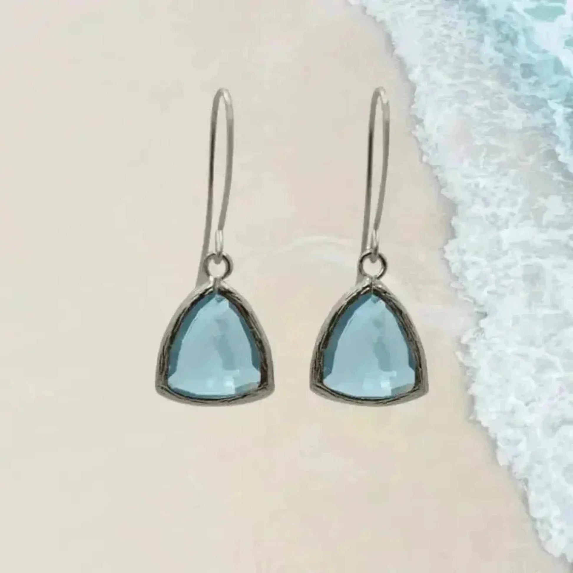 aqua silver earrings