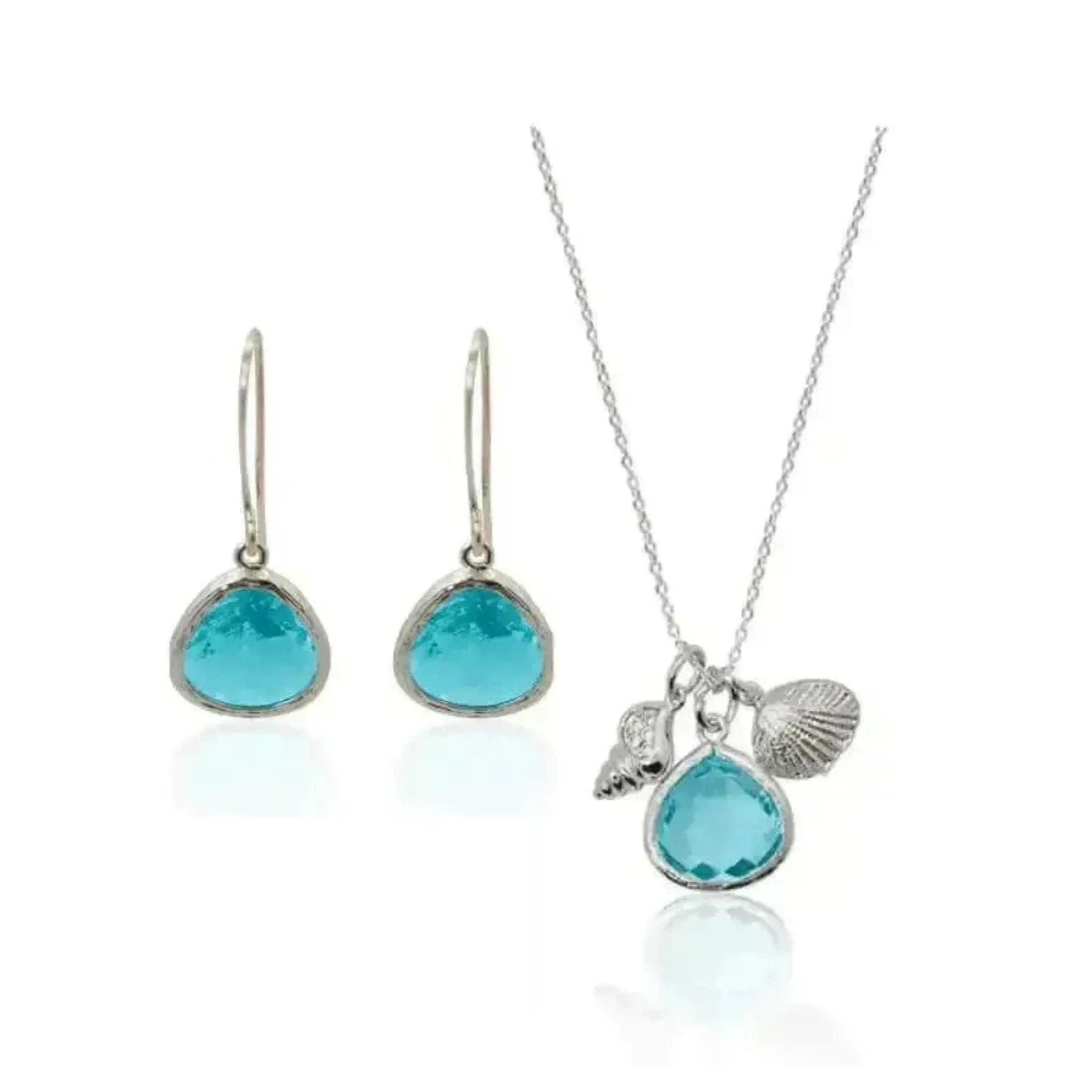 Capri Ocean Design Charm Necklace & Earring Jewelry Set