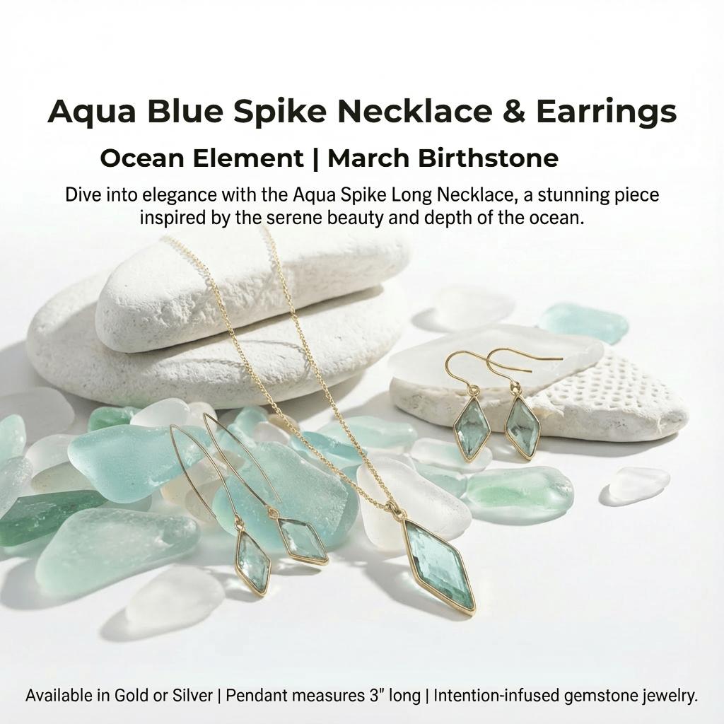 Aqua Blue Mini Spike Gold Earrings | Ocean Element
