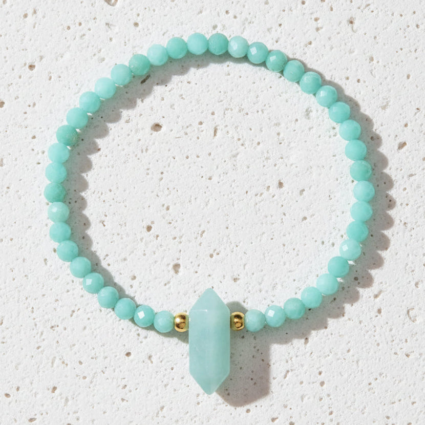Turquoise beaded necklace with a large turquoise pendant on a white background