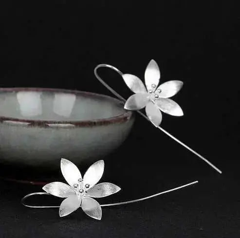 Artisan-Crafted Sterling Silver Lotus Flower Earrings - Mystic Soul Jewelry