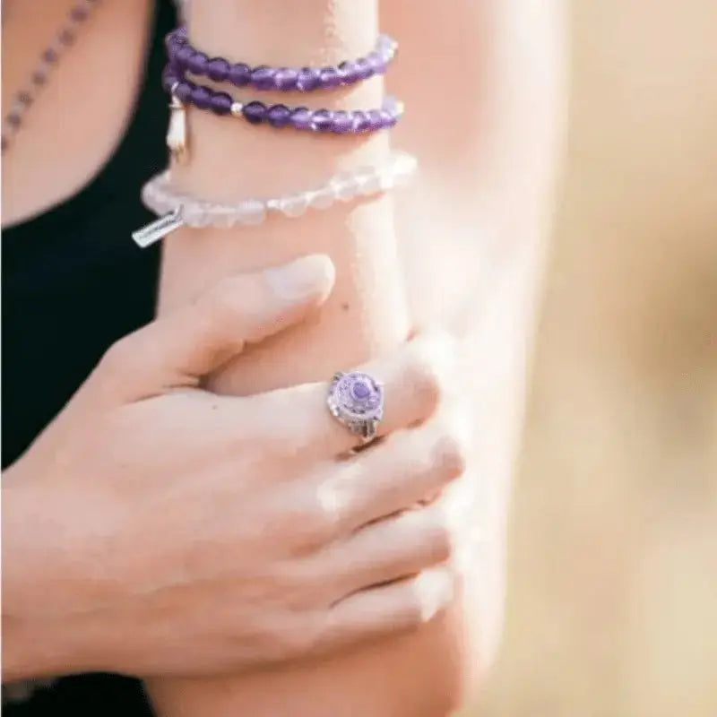 As seen in YogiApproved | Amethyst Yoga Jewelry | Peace and Balance Mudra Bracelet - Mystic Soul Jewelry