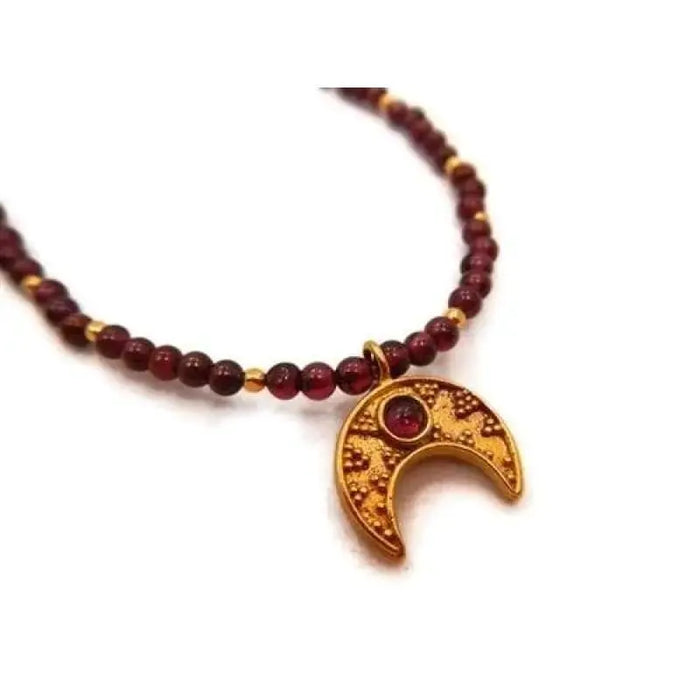 As seen on The Vampire Diaries | Garnet Moon Necklace - Mystic Soul Jewelry