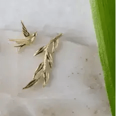 Asymmetrical Swallow Earrings | Gold - Plated Sterling Silver Nature - Inspired Design - Mystic Soul Jewelry