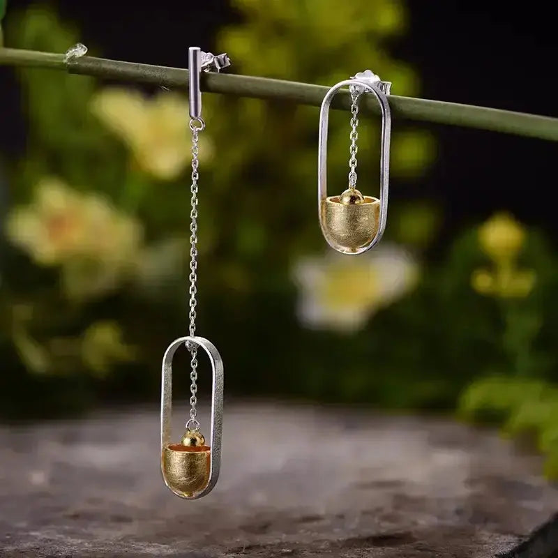 silver gold good luck wishing well earrings