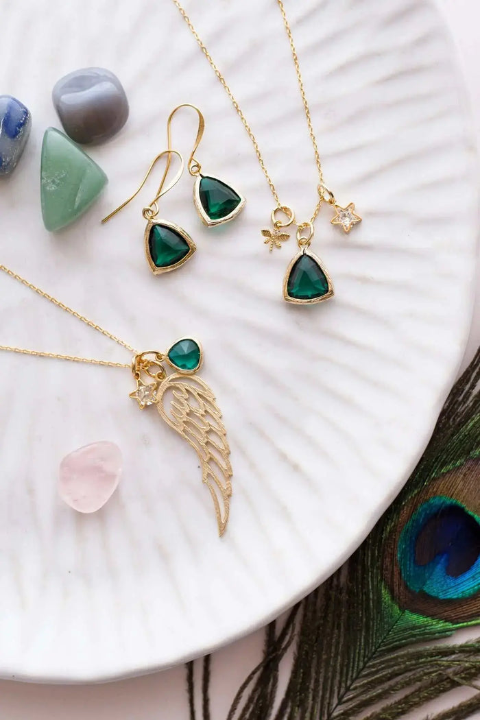 Athena: Emerald Green Drop Earrings - Mystic Soul Jewelry