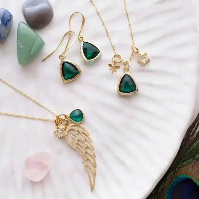 Athena: Emerald Green Drop Earrings - Mystic Soul Jewelry