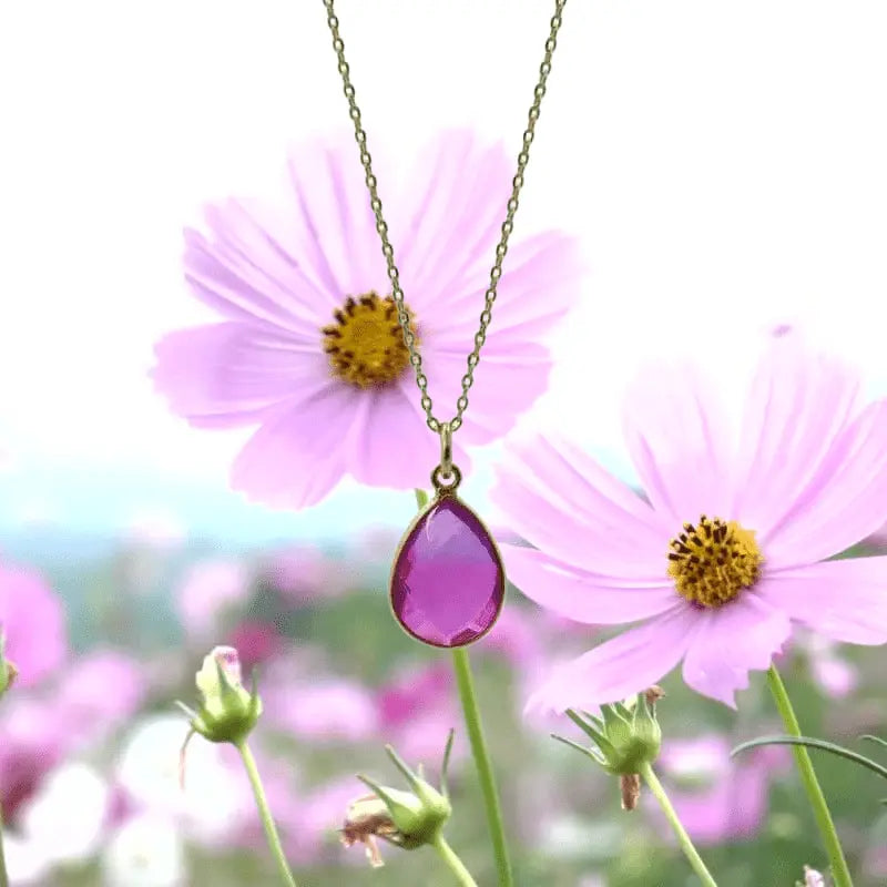 Aura Drop Gold Pink Necklace - Mystic Soul Jewelry