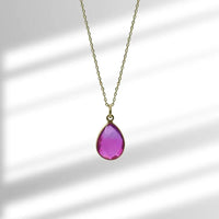 Aura Drop Gold Pink Necklace - Mystic Soul Jewelry