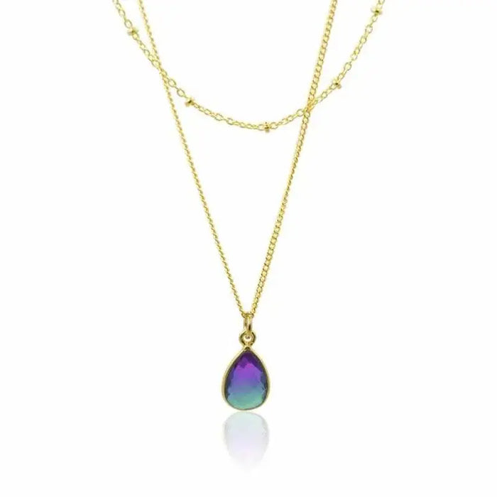 Aura MINI Drop Gold Necklace - Peacock Inspired Jewelry - Mystic Soul Jewelry