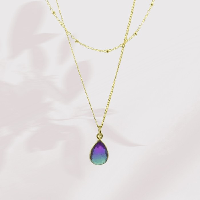 Aura MINI Drop Gold Necklace - Peacock Inspired Jewelry - Mystic Soul Jewelry