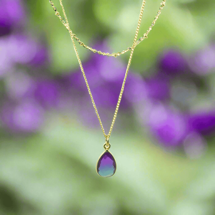 Aura MINI Drop Gold Necklace - Peacock Inspired Jewelry - Mystic Soul Jewelry