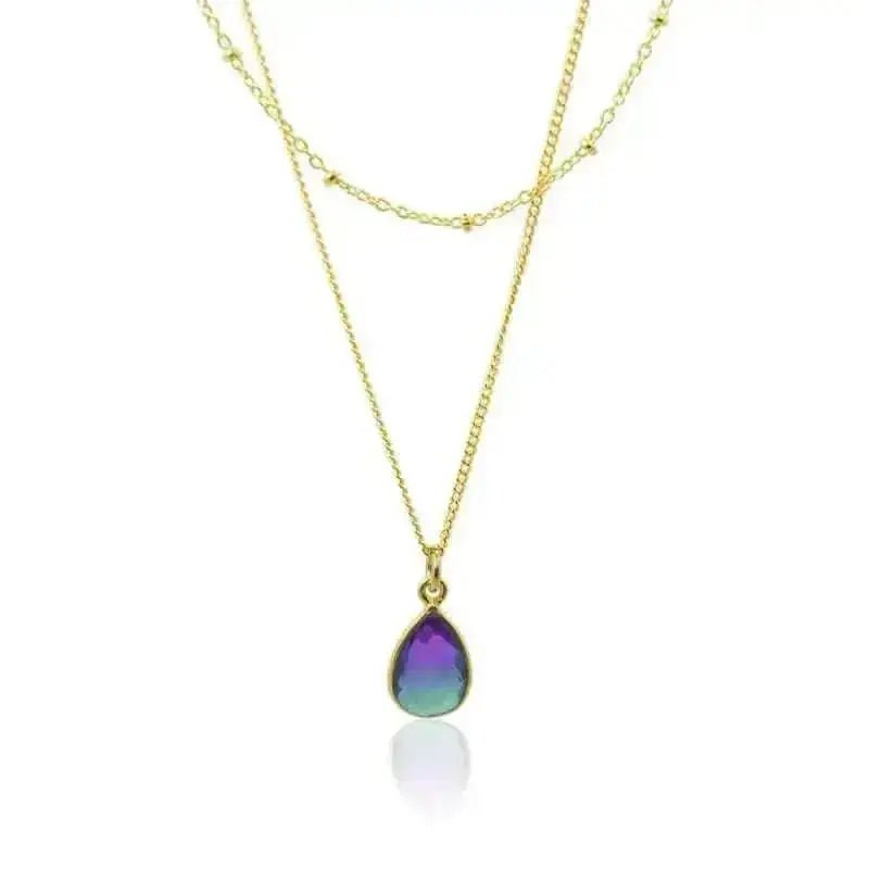 Aura MINI Drop Gold Necklace - Peacock Inspired Jewelry - Mystic Soul Jewelry