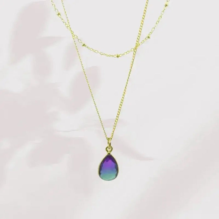 Aura MINI Drop Gold Necklace - Peacock Inspired Jewelry - Mystic Soul Jewelry