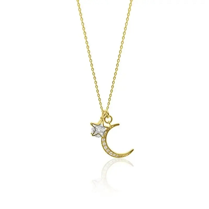 Aurora Crystal Moon Star Necklace - Mystic Soul Jewelry