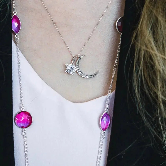 Aurora Crystal Moon Star Necklace - Mystic Soul Jewelry
