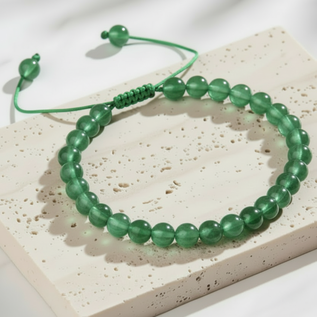 Green aventurine stretch bracelet with 8mm genuine gemstone beads — heart chakra jewelry