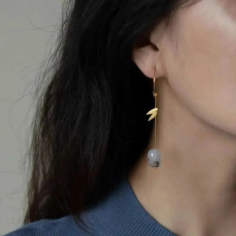 Bamboo Bliss Agate Drop Earrings - Bamboo Designed Jewelry - Mystic Soul Jewelry