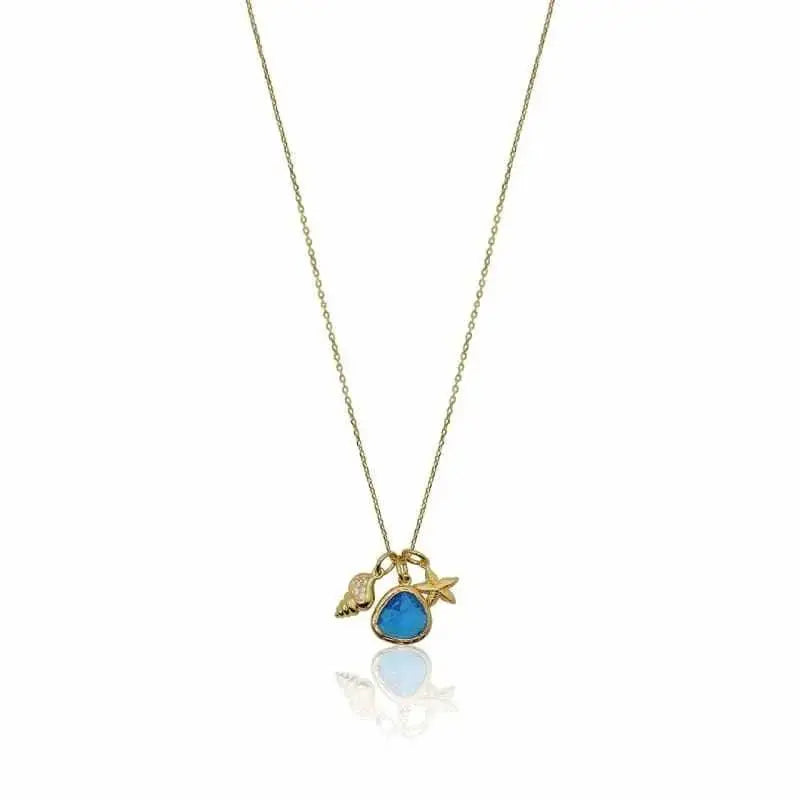 Beach Necklace - Capri Mini Drop Shell and Starfish Necklace - Mystic Soul Jewelry