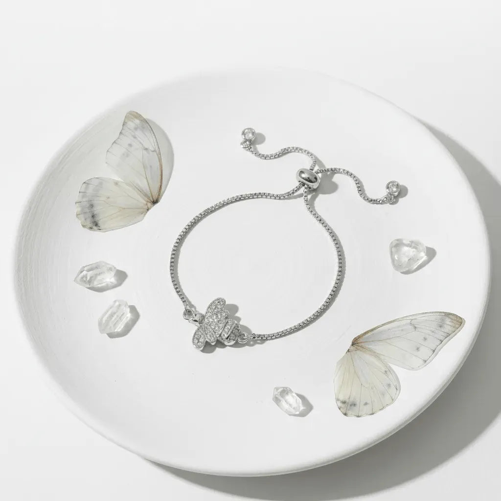 bee silver bracelet adjustable