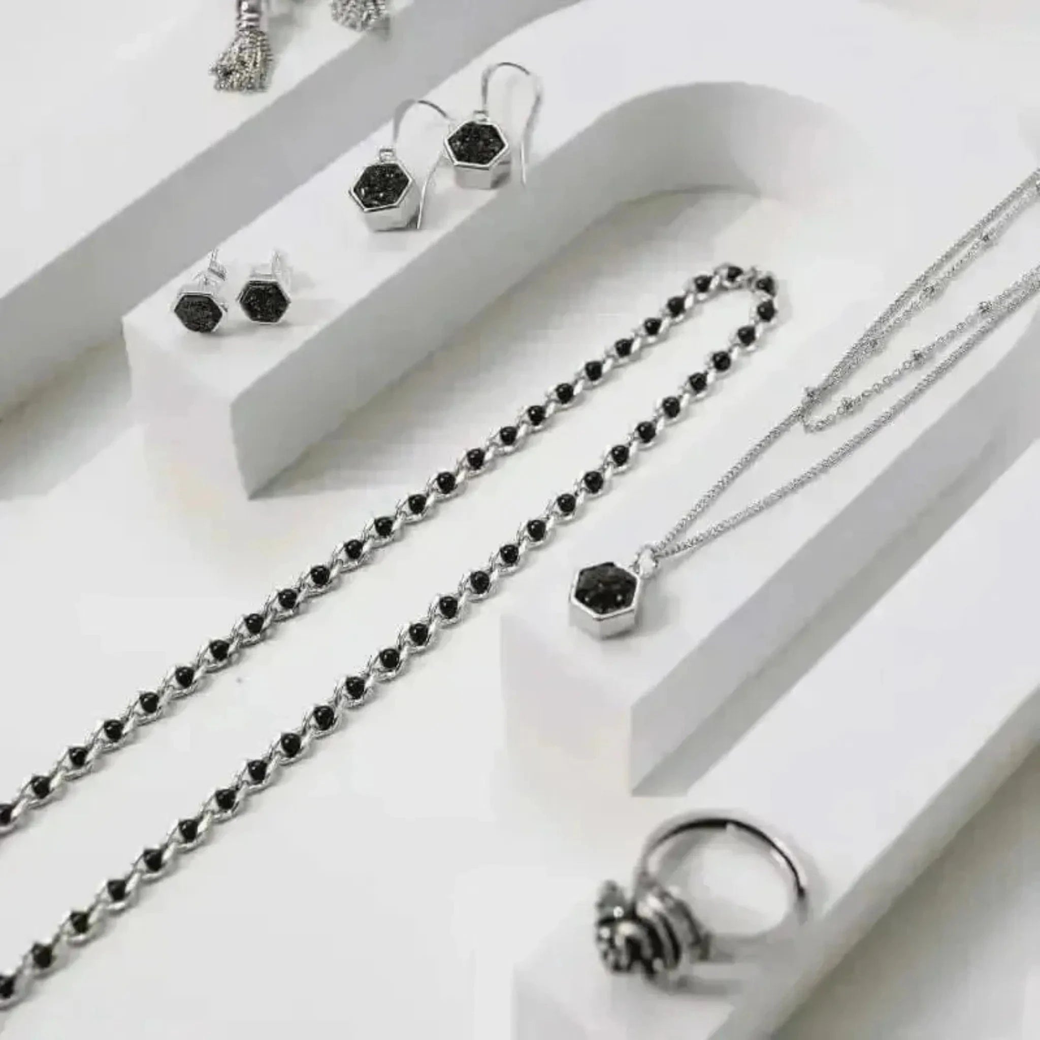 black silver spiritual gemstone jewelry
