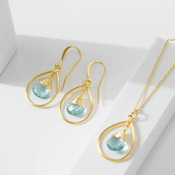Blue Topaz Get Hooped Gemstone Earrings - Mystic Soul Jewelry