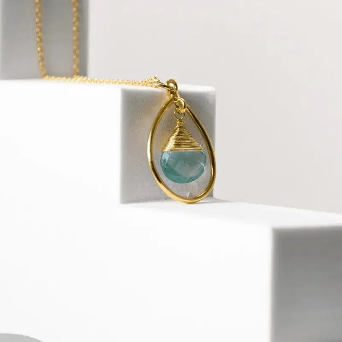 Blue Topaz Get Hooped Gemstone Necklace - Mystic Soul Jewelry