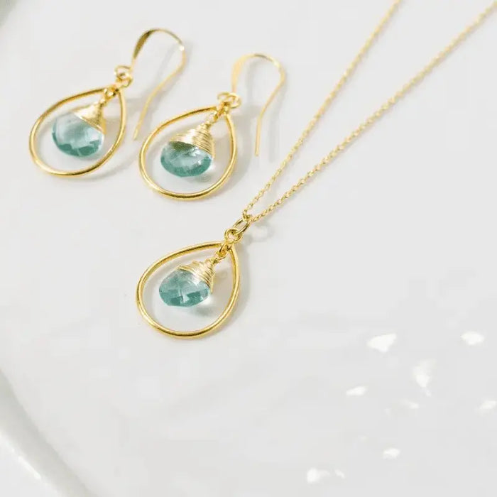 Blue Topaz Get Hooped Gemstone Necklace - Mystic Soul Jewelry