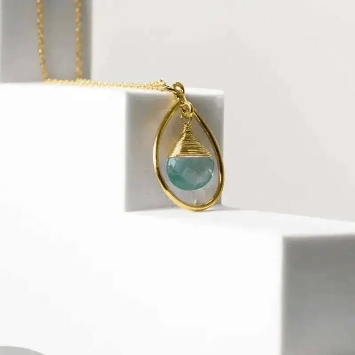 Blue Topaz Hoop Gemstone Necklace - Mystic Soul Jewelry