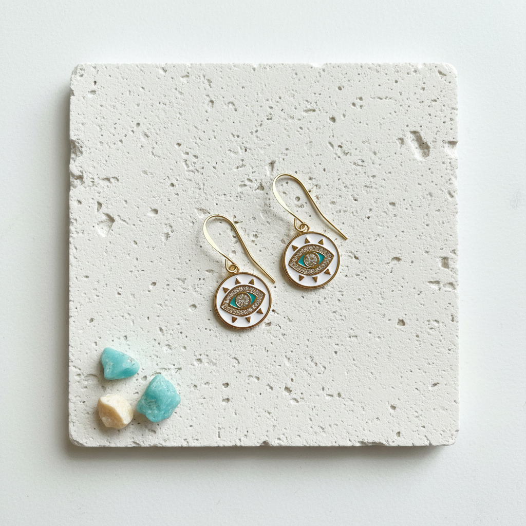 Blue evil eye drop earrings
