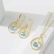 Blue Topaz Hoop Gemstone Earrings | Gemstone Jewlery