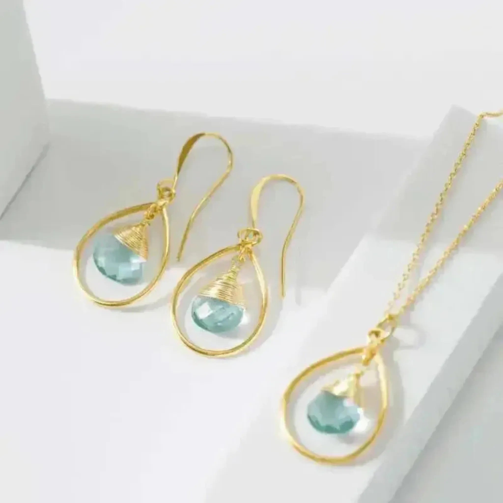 Blue Topaz Hoop Gemstone Earrings | Gemstone Jewlery