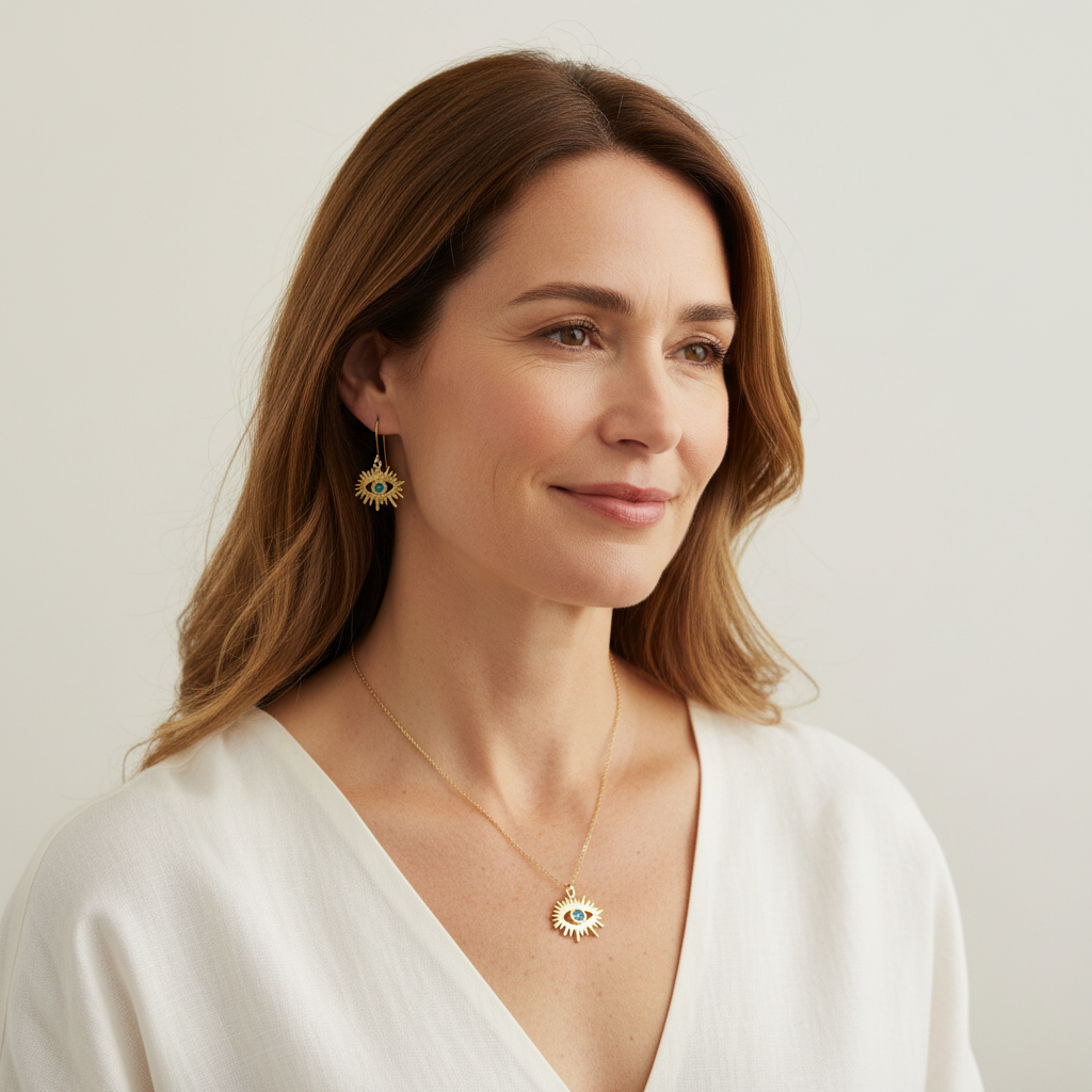 Blue Topaz Third Eye Earrings | Gold Plated Intuition Drops