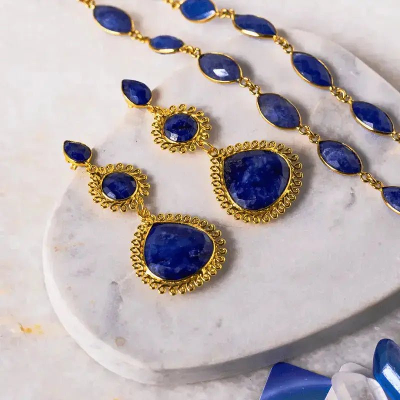 Bold Sapphire Statement Earrings – Your Dazzling Dose of Spiritual Elegance - Mystic Soul Jewelry