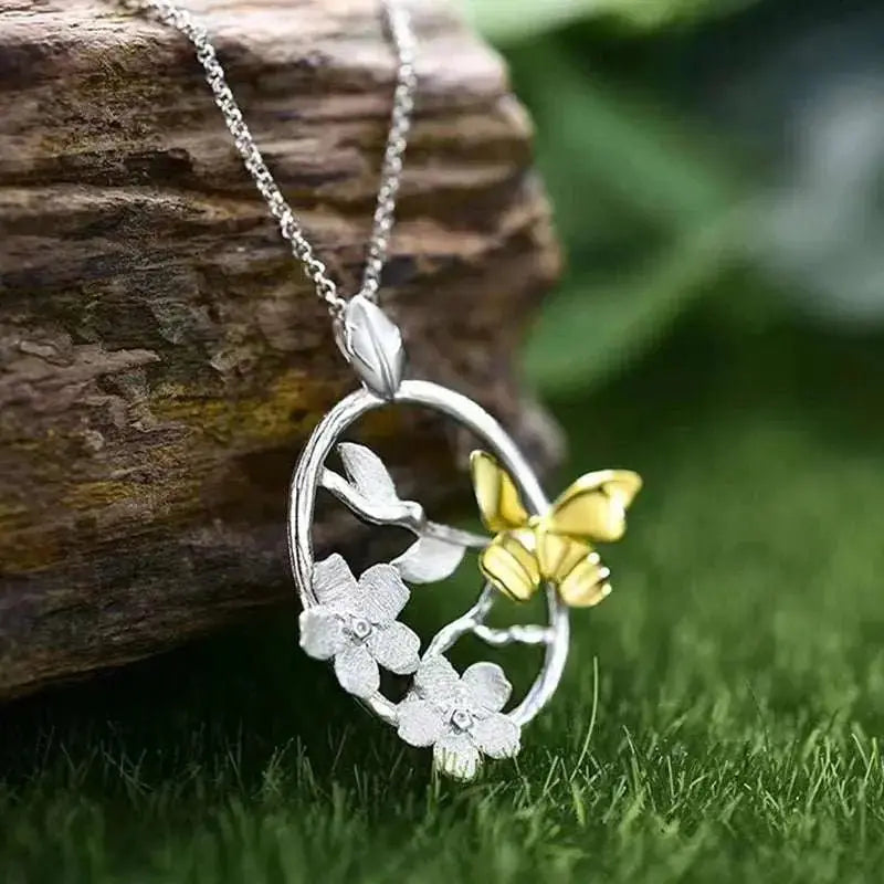 Butterfly Necklace: Petal Whisper Garden Design - Mystic Soul Jewelry