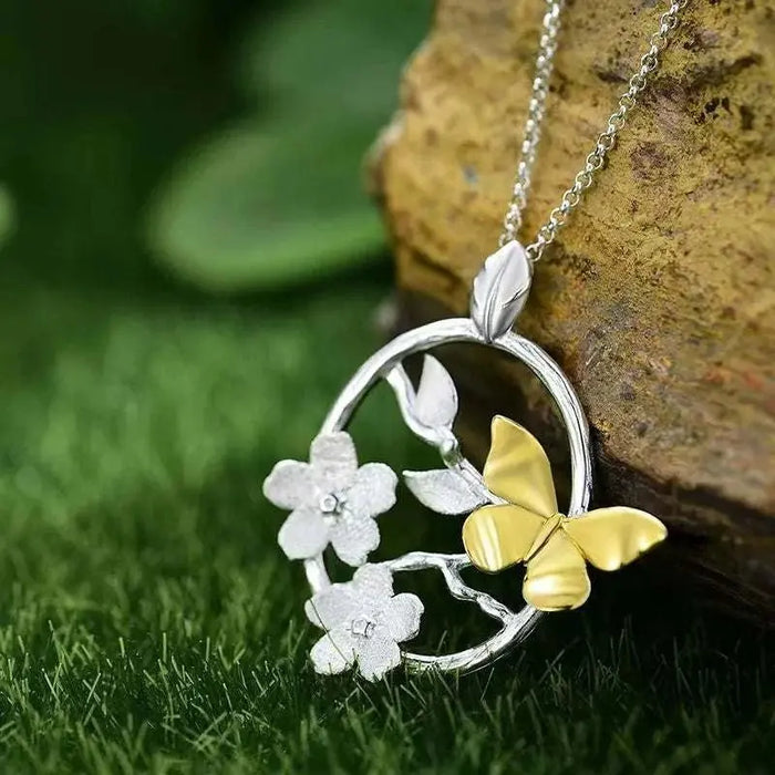 Butterfly Necklace: Petal Whisper Garden Design - Mystic Soul Jewelry