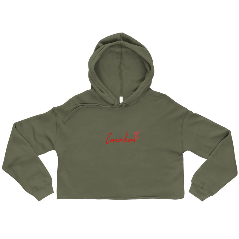 canadian womans cropped hoodie-army-green