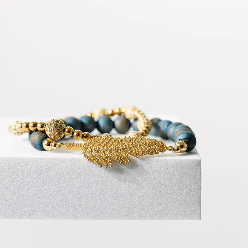 Capri Blue Druzy Leaf Stretch Bracelet - Mystic Soul Jewelry